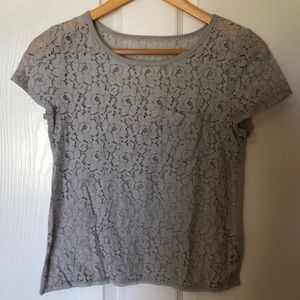 Grey Hollister Floral Lace Top